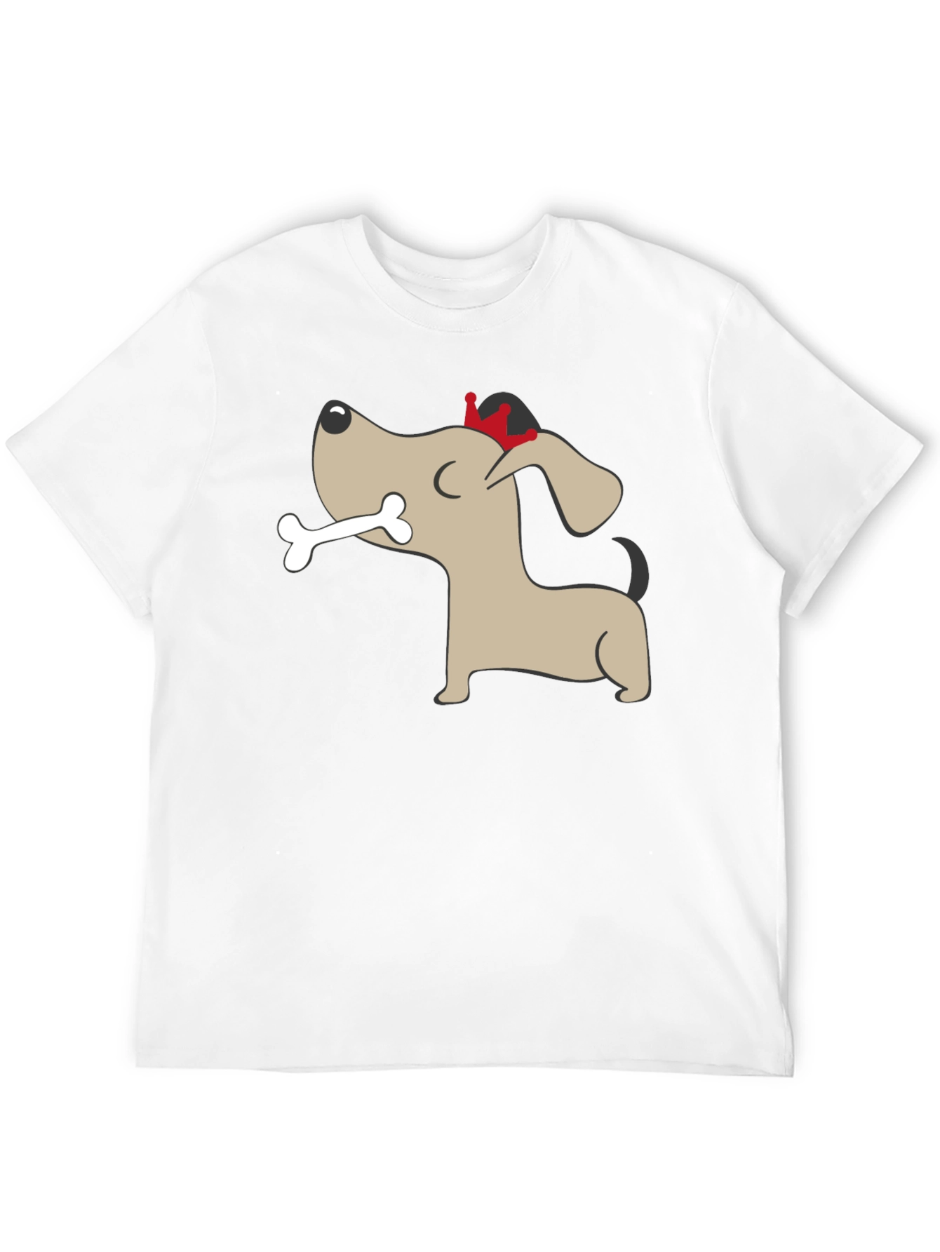Dog with Bone Graphic Tee - Mens Black T-Shirt