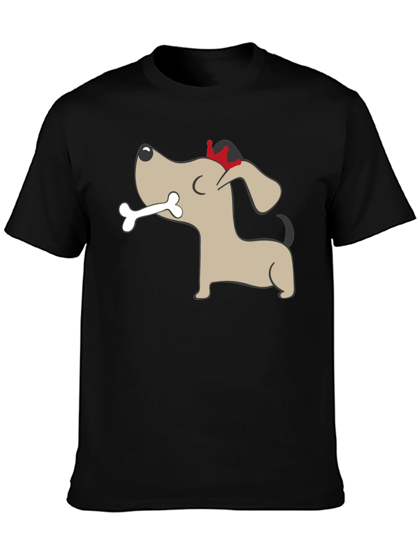 Dog with Bone Graphic Tee - Mens Black T-Shirt