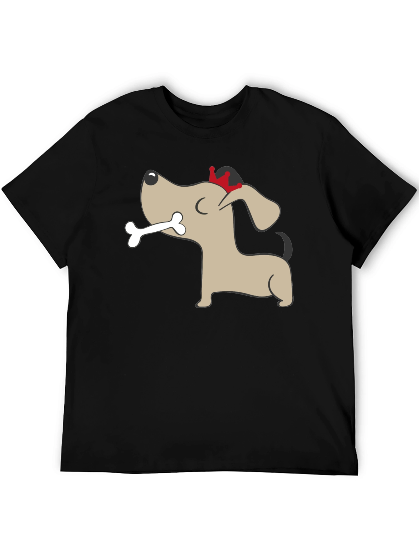 Dog with Bone Graphic Tee - Mens Black T-Shirt