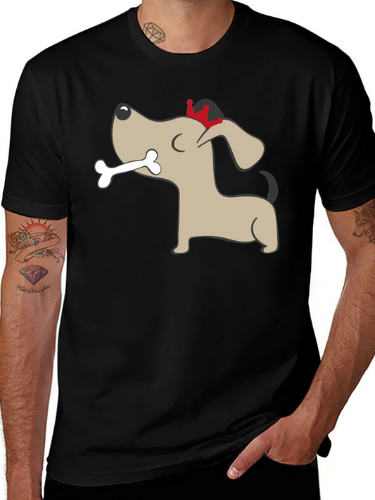 Dog with Bone Graphic Tee - Mens Black T-Shirt