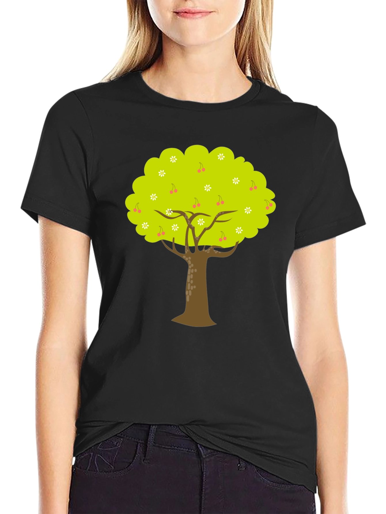 Tree Graphic Black Tee - Nature Inspired Design