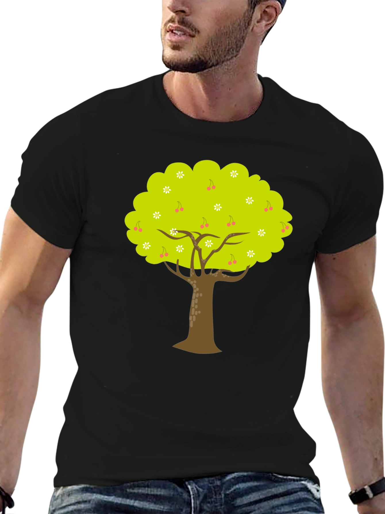 Tree Graphic Black Tee - Nature Inspired Design