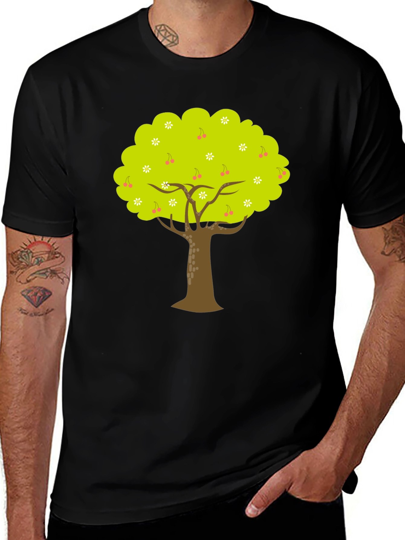 Tree Graphic Black Tee - Nature Inspired Design