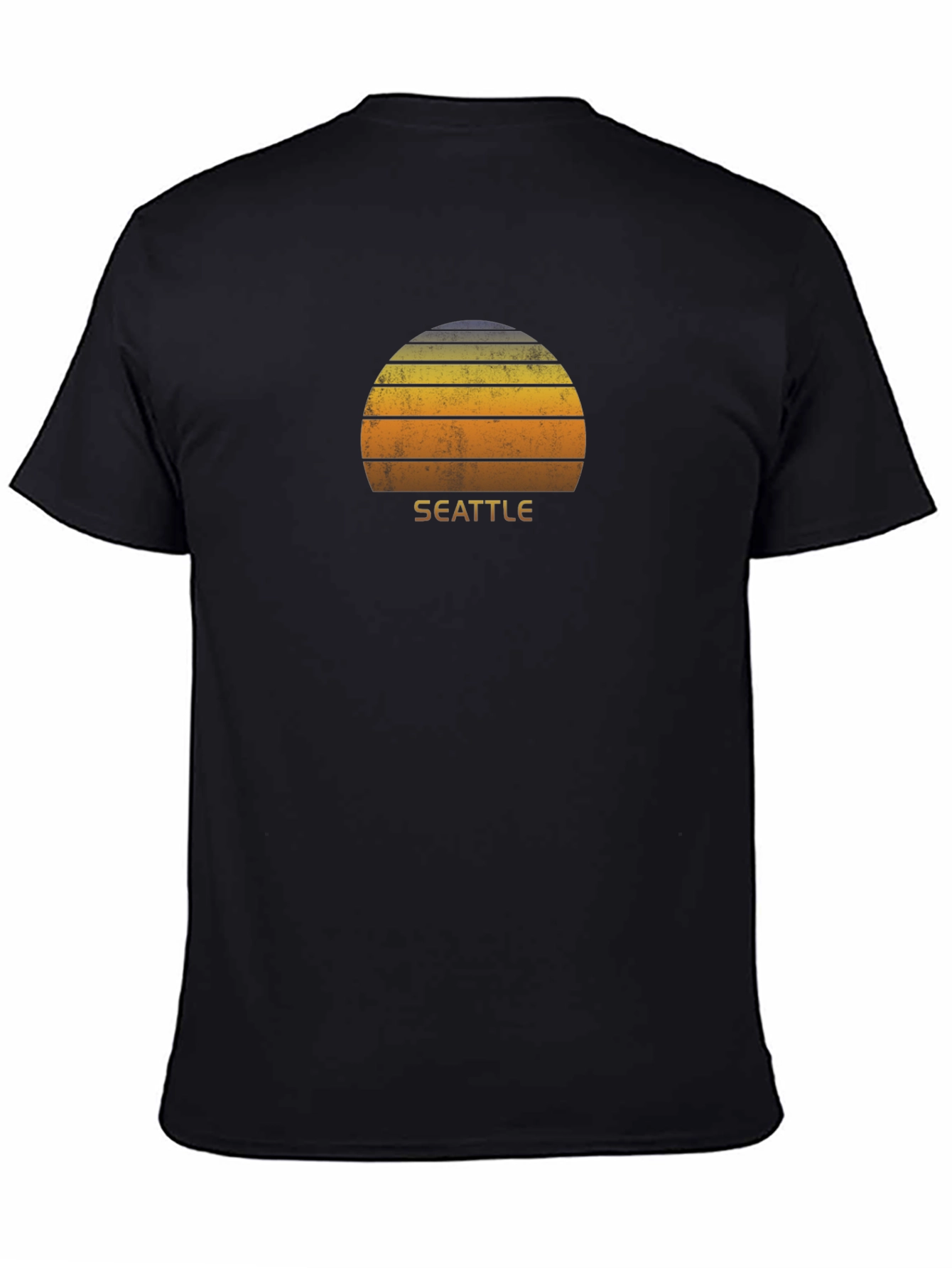 Seattle Sunset Graphic Tee - Retro Style Black T-Shirt