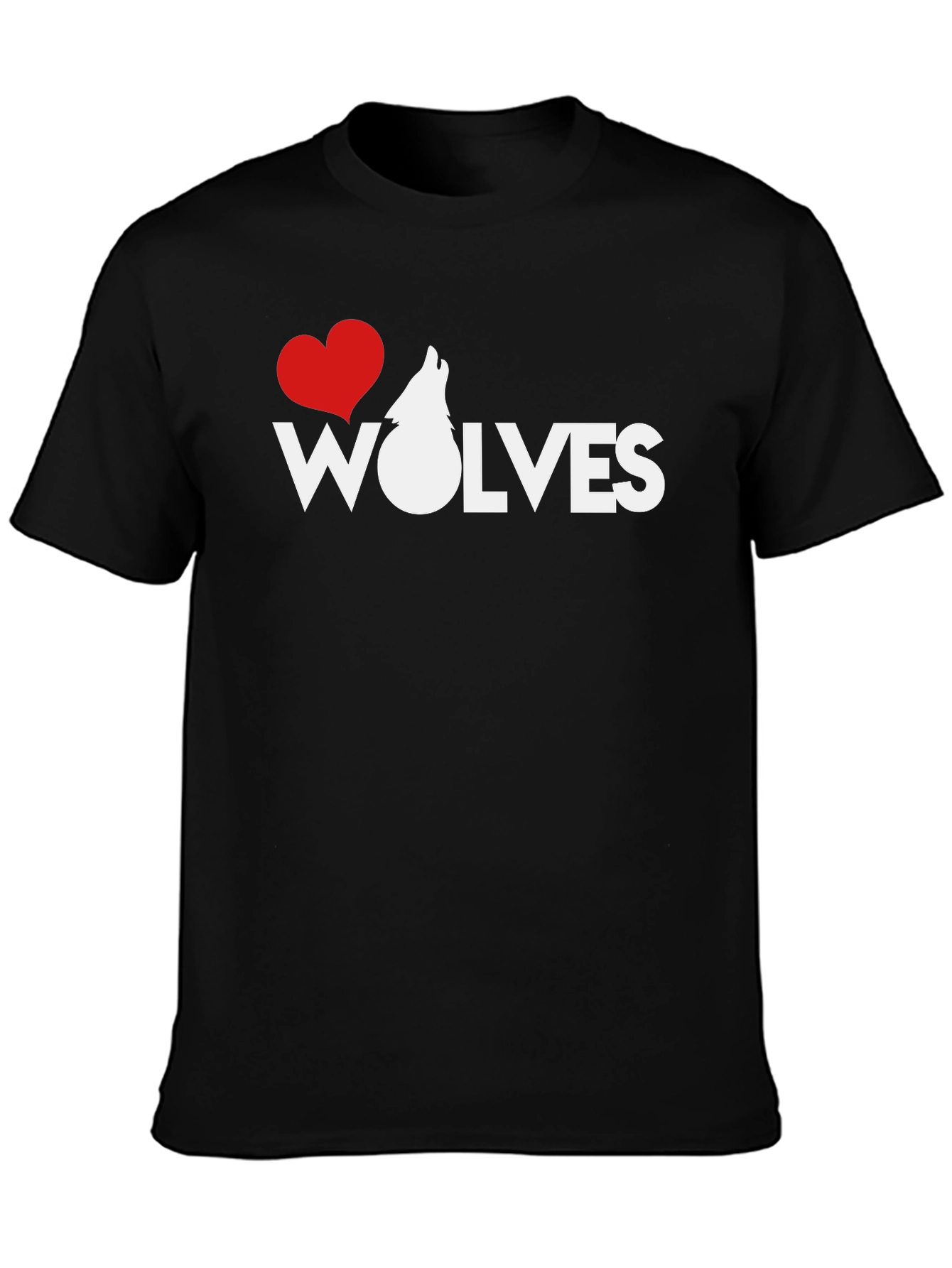 I Heart Wolves Black Graphic T-Shirt