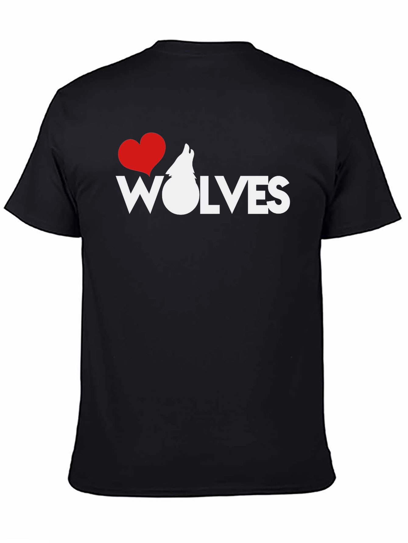 I Heart Wolves Black Graphic T-Shirt