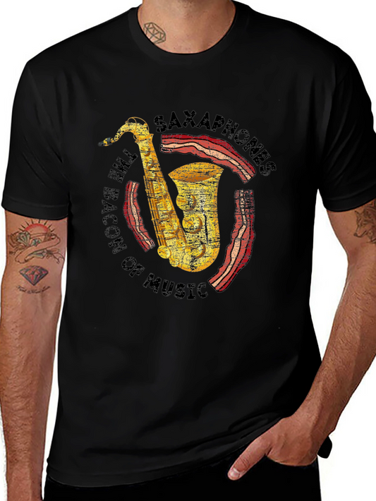 Saxophones Bacon of Music Funny T-Shirt