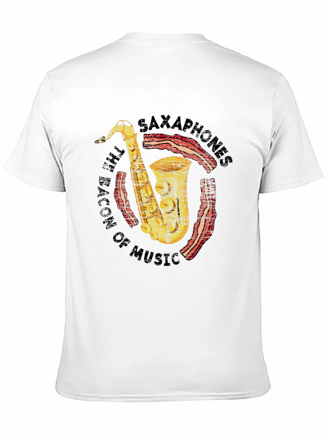 Saxophones Bacon of Music Funny T-Shirt