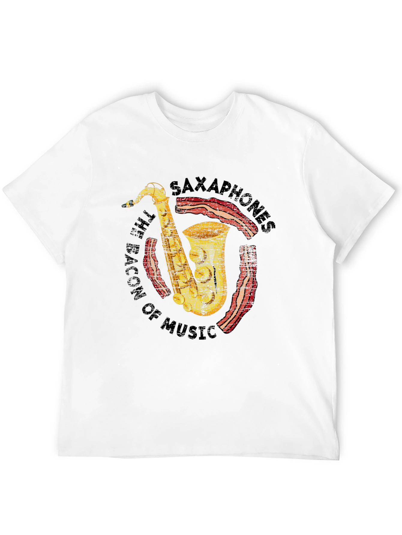 Saxophones Bacon of Music Funny T-Shirt