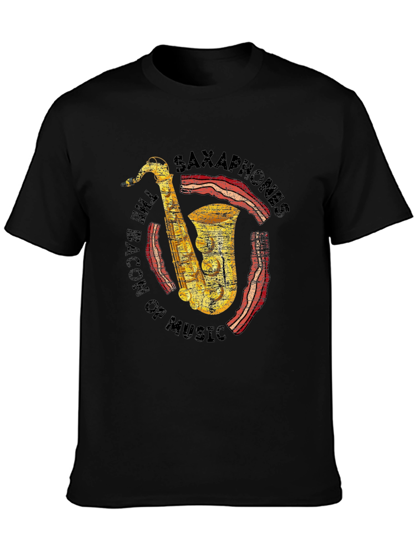 Saxophones Bacon of Music Funny T-Shirt
