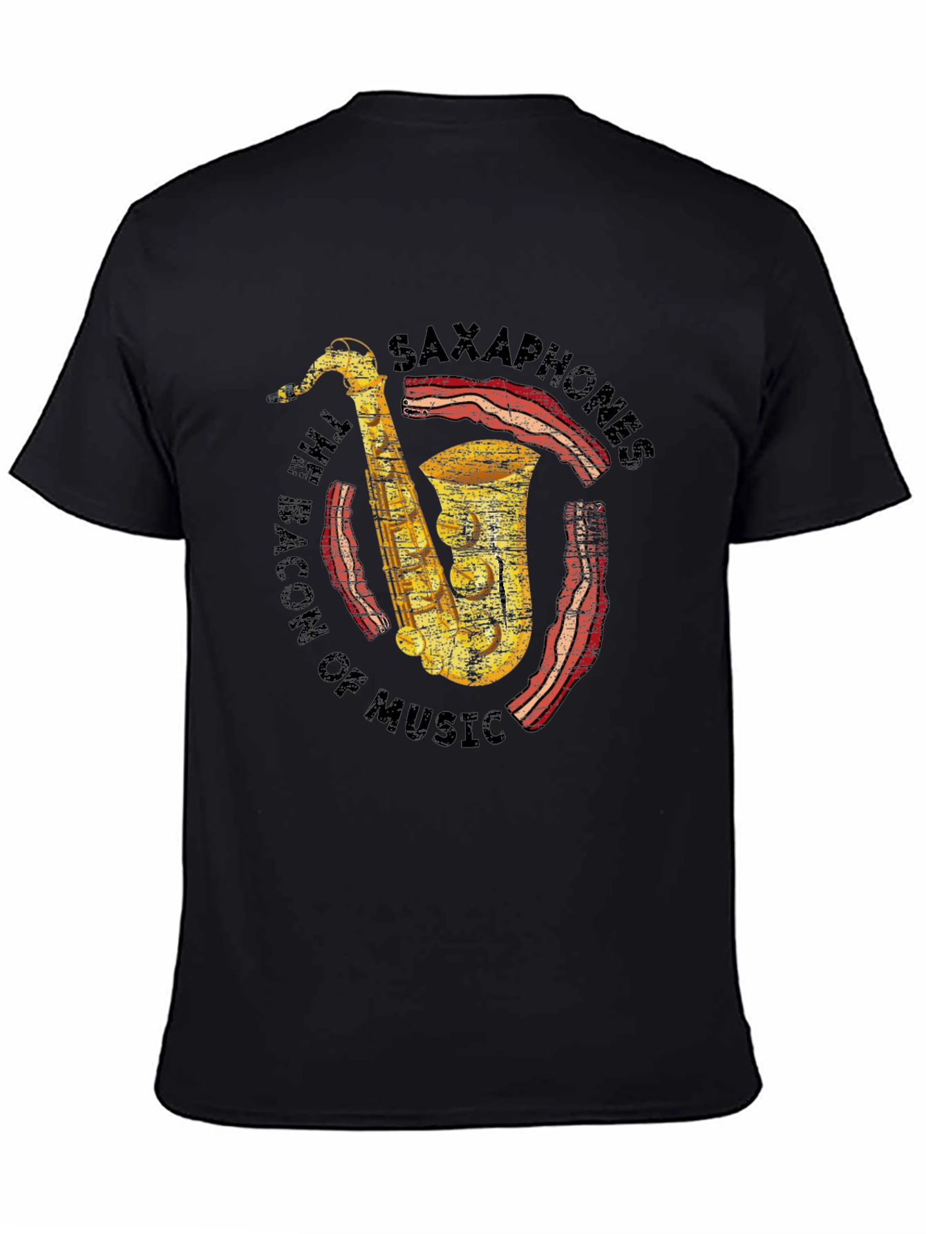 Saxophones Bacon of Music Funny T-Shirt