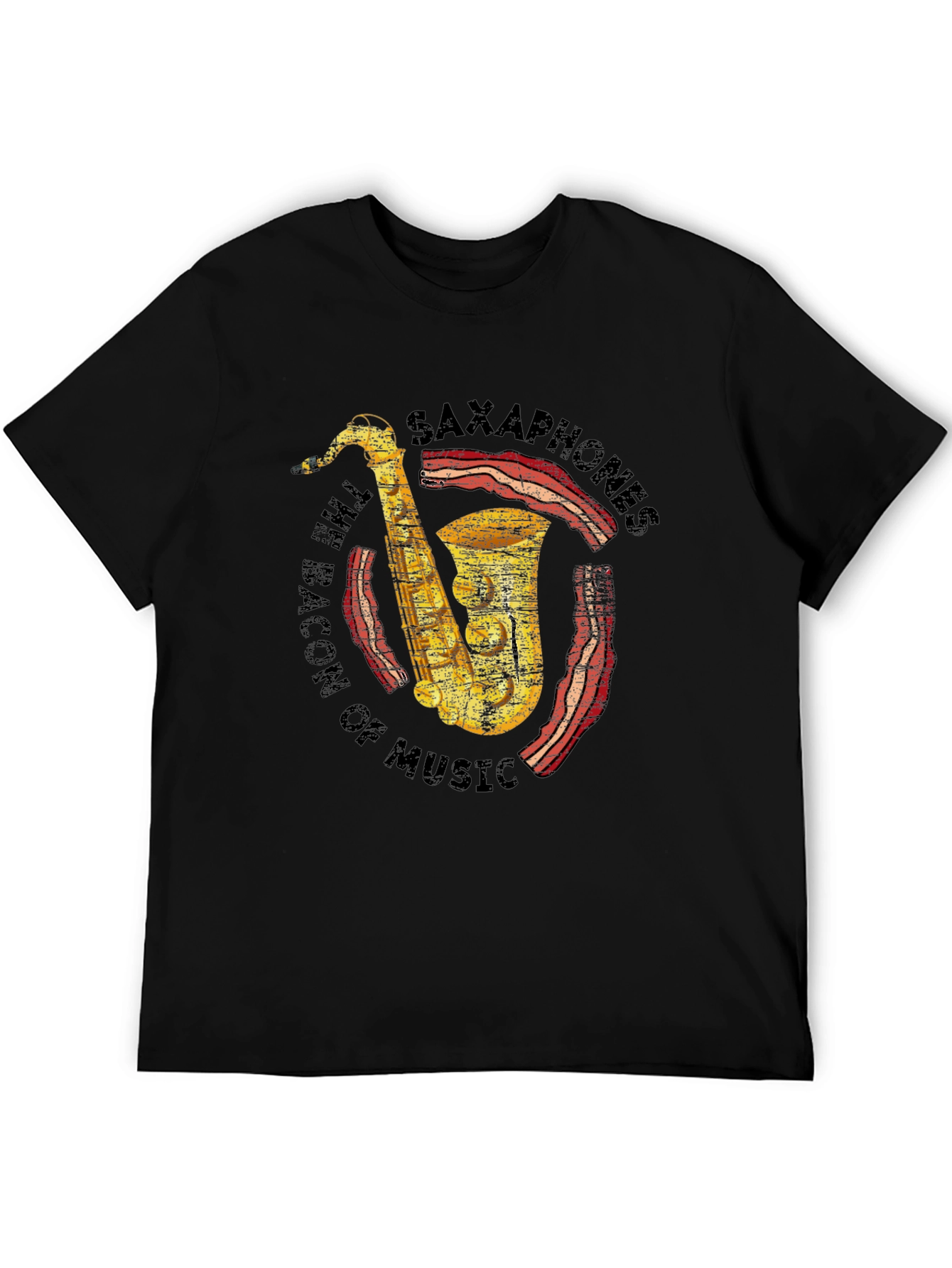 Saxophones Bacon of Music Funny T-Shirt