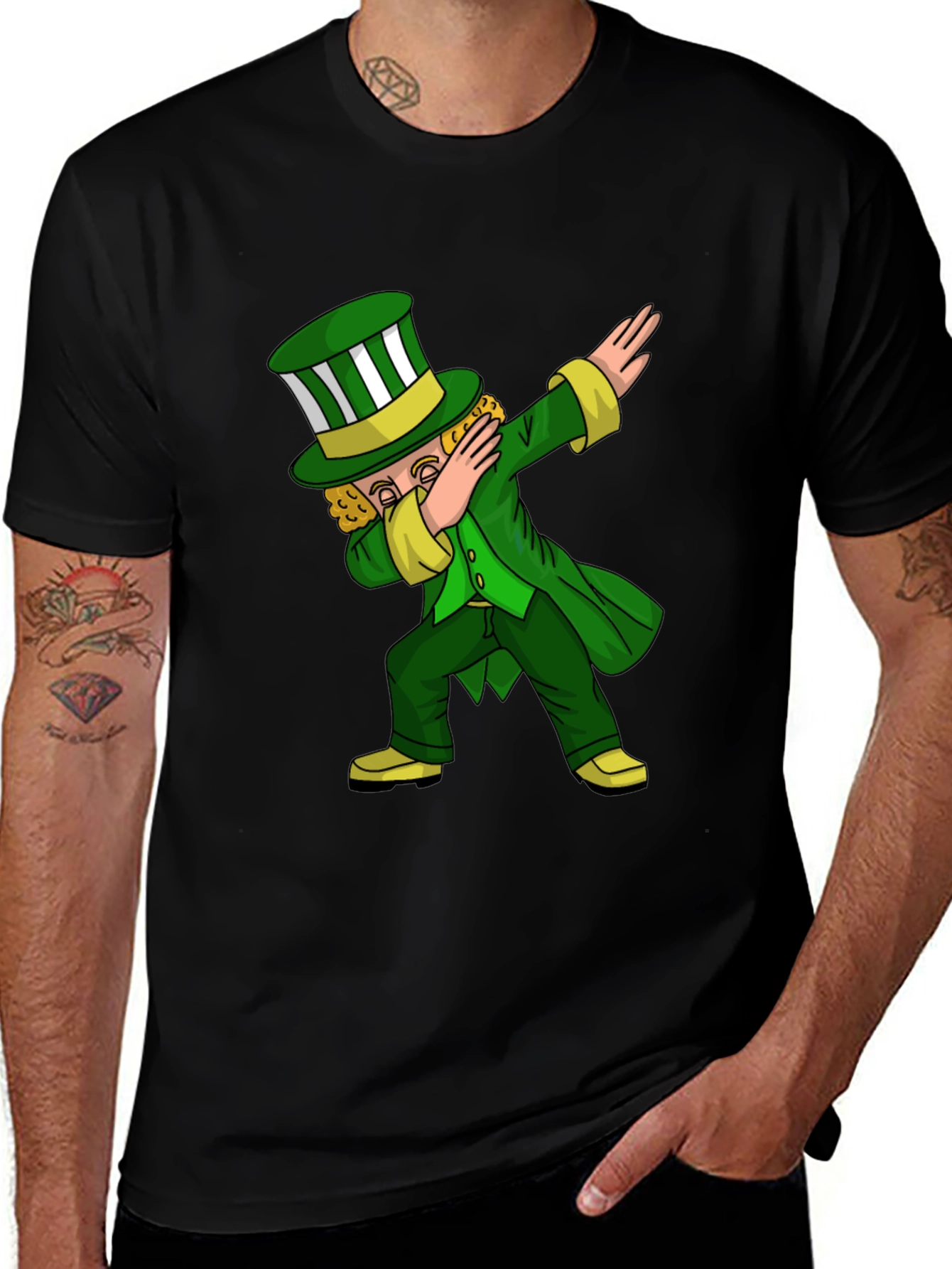 St. Patricks Day Leprechaun Dab Black T-Shirt