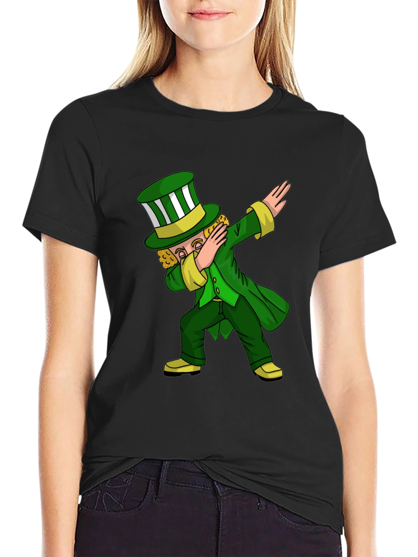 St. Patricks Day Leprechaun Dab Black T-Shirt