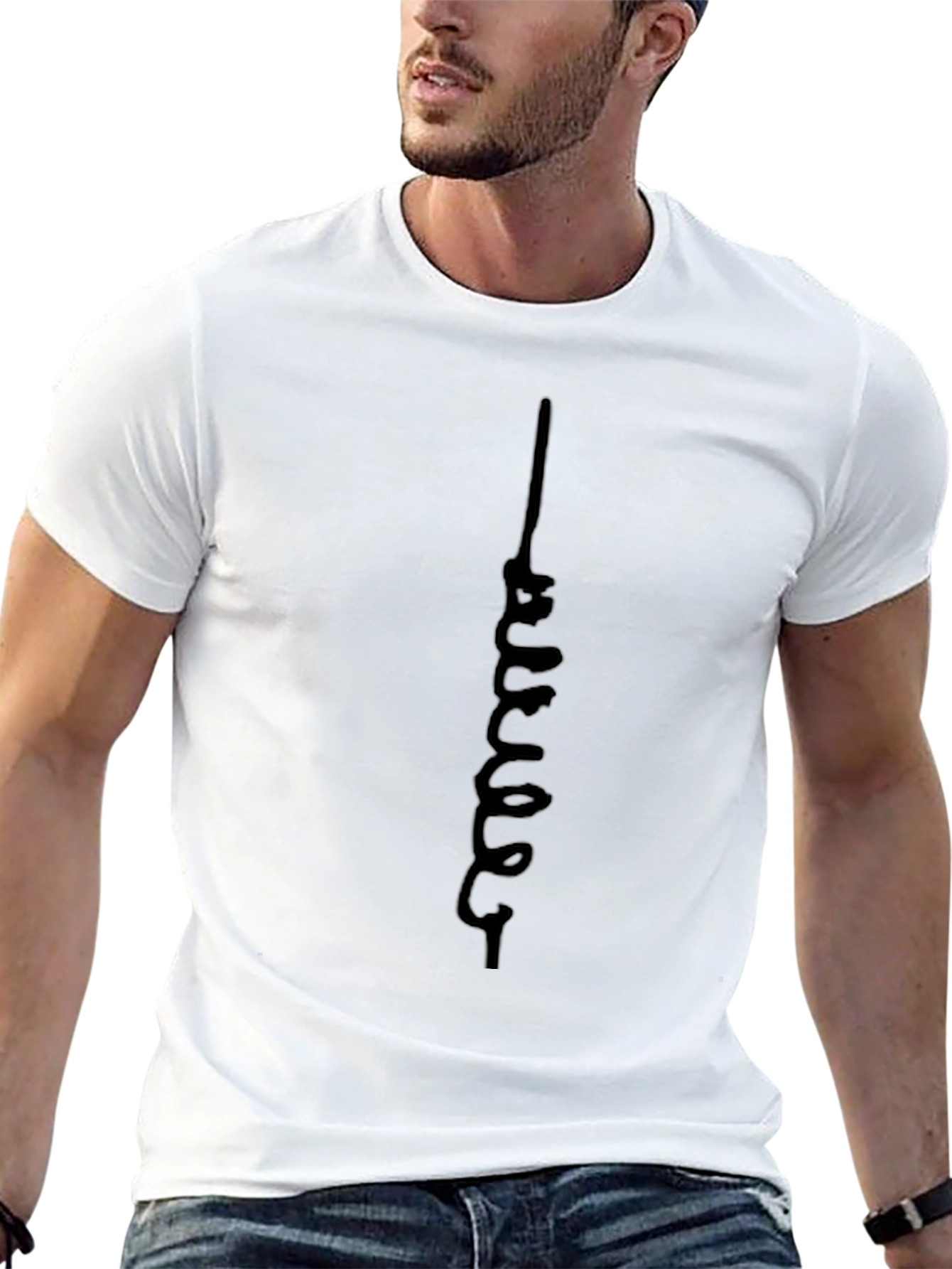 Minimalist Black T-Shirt with Abstract Graphic