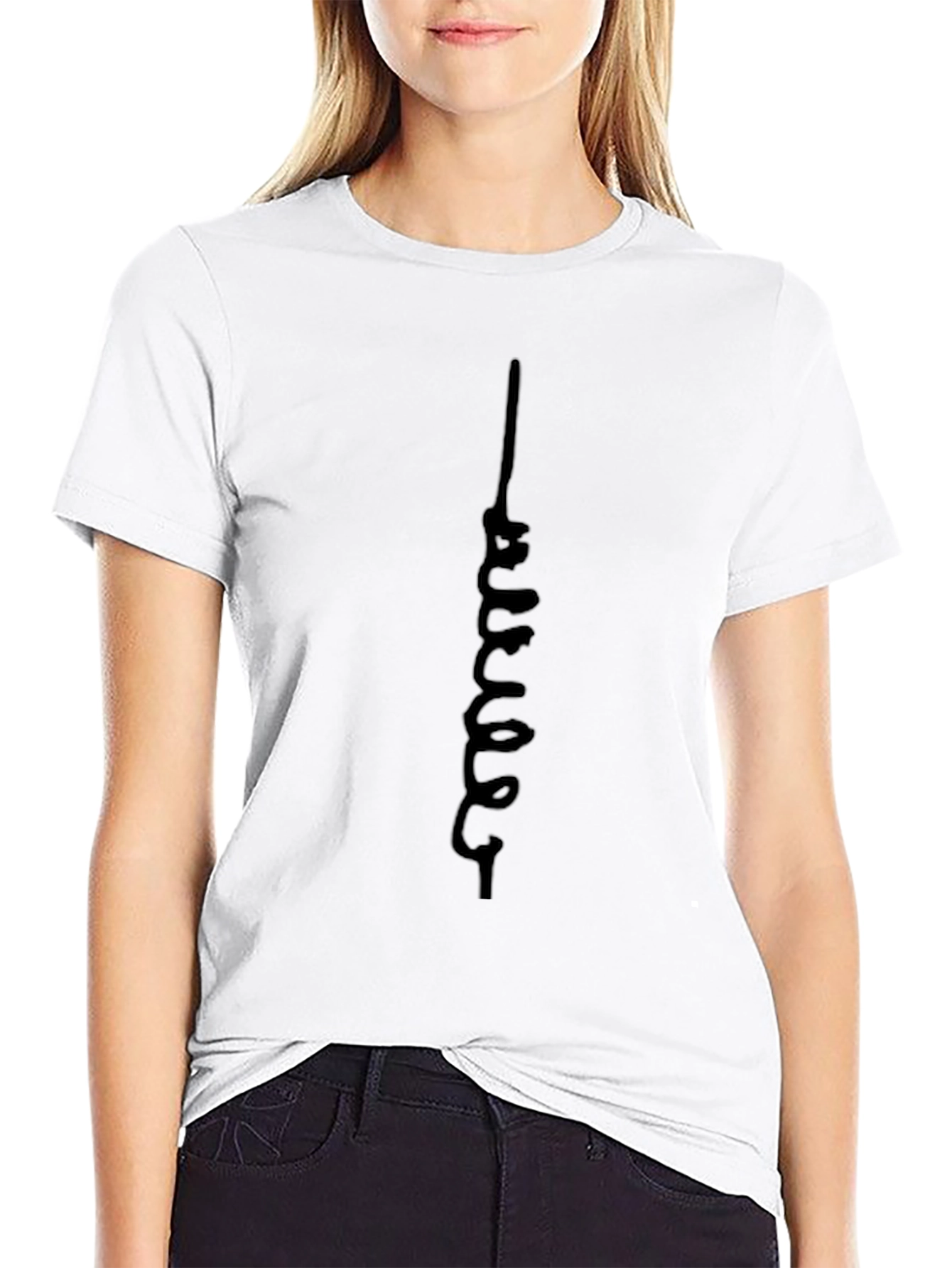 Minimalist Black T-Shirt with Abstract Graphic