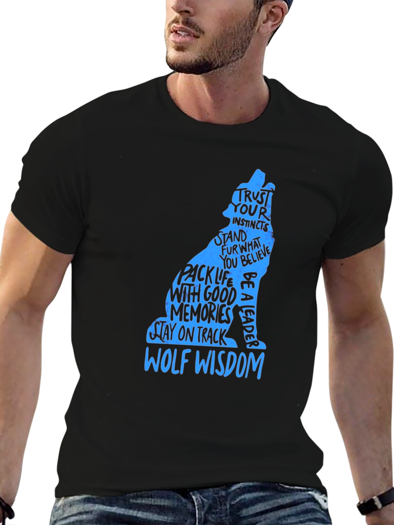Wolf Wisdom Graphic Print T-Shirt