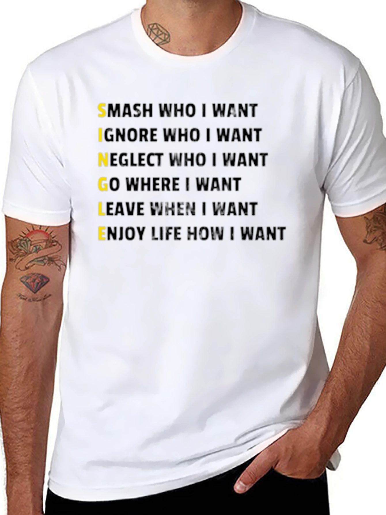 Single T-Shirt:  Smash Ignore Go Leave Enjoy