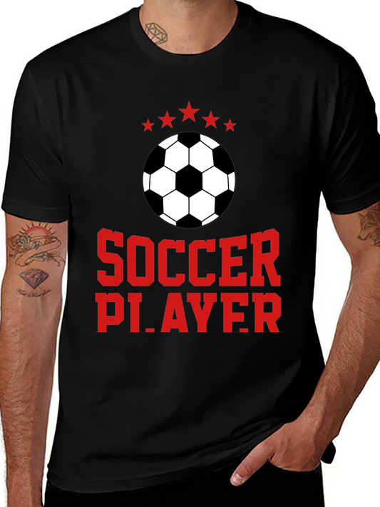 Soccer Player Graphic Tee - Black Cotton