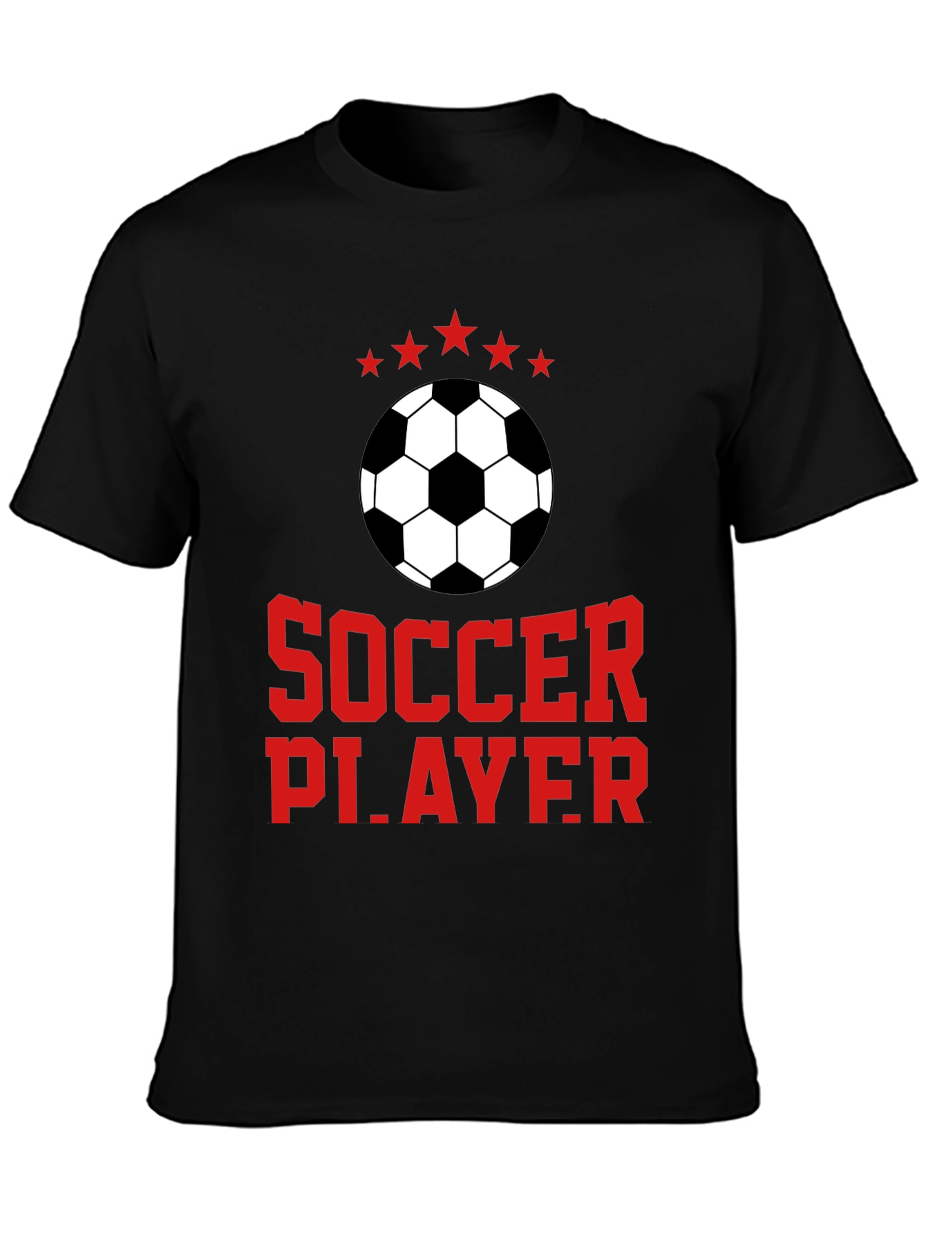 Soccer Player Graphic Tee - Black Cotton