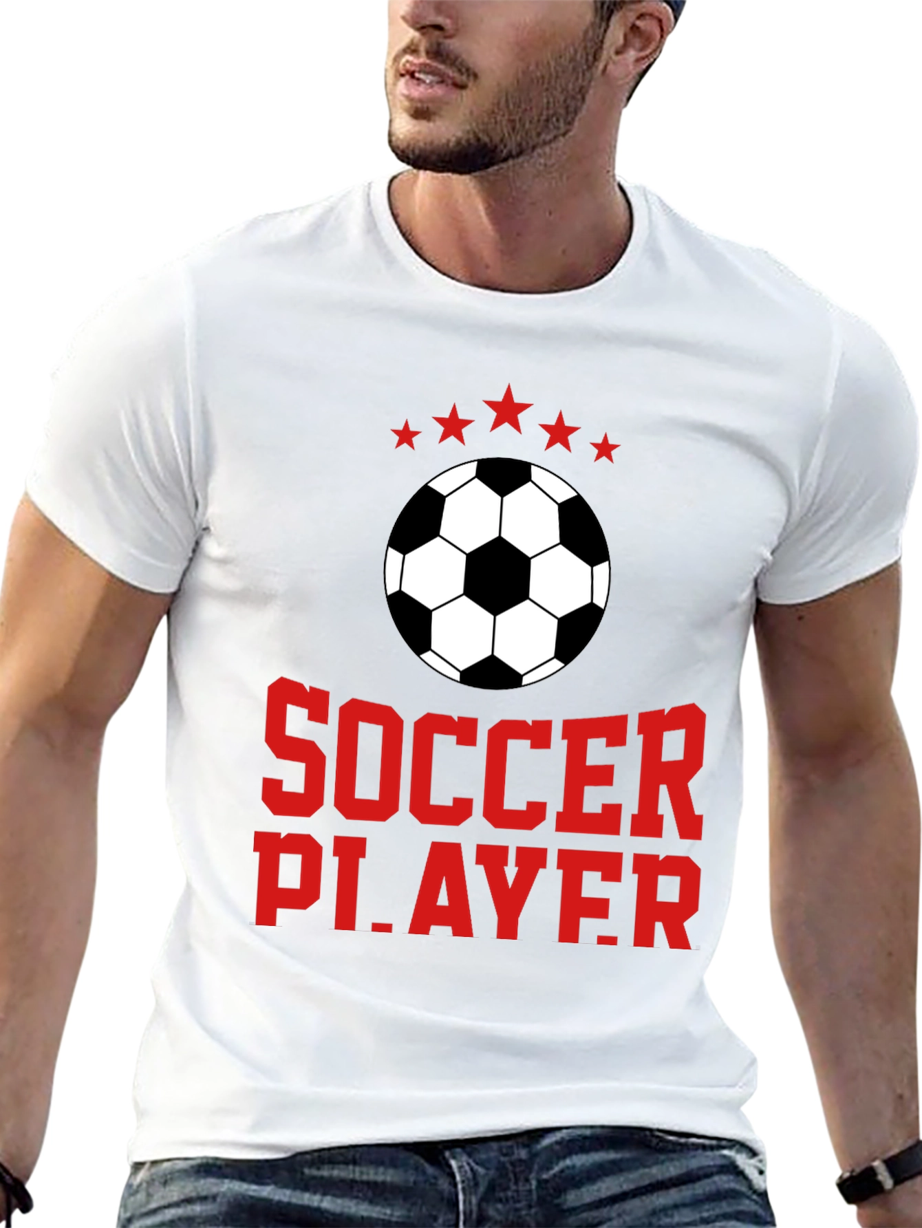 Soccer Player Graphic Tee - Black Cotton