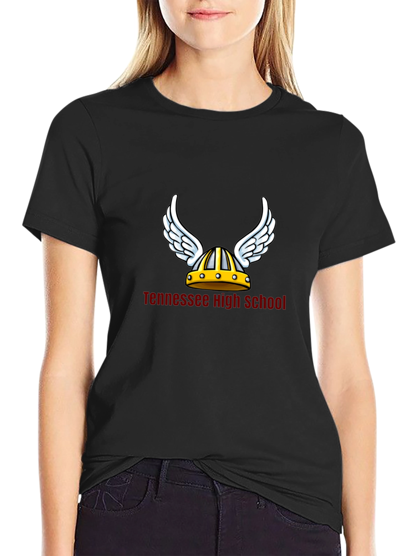 Tennessee High School Viking Helmet Black T-Shirt