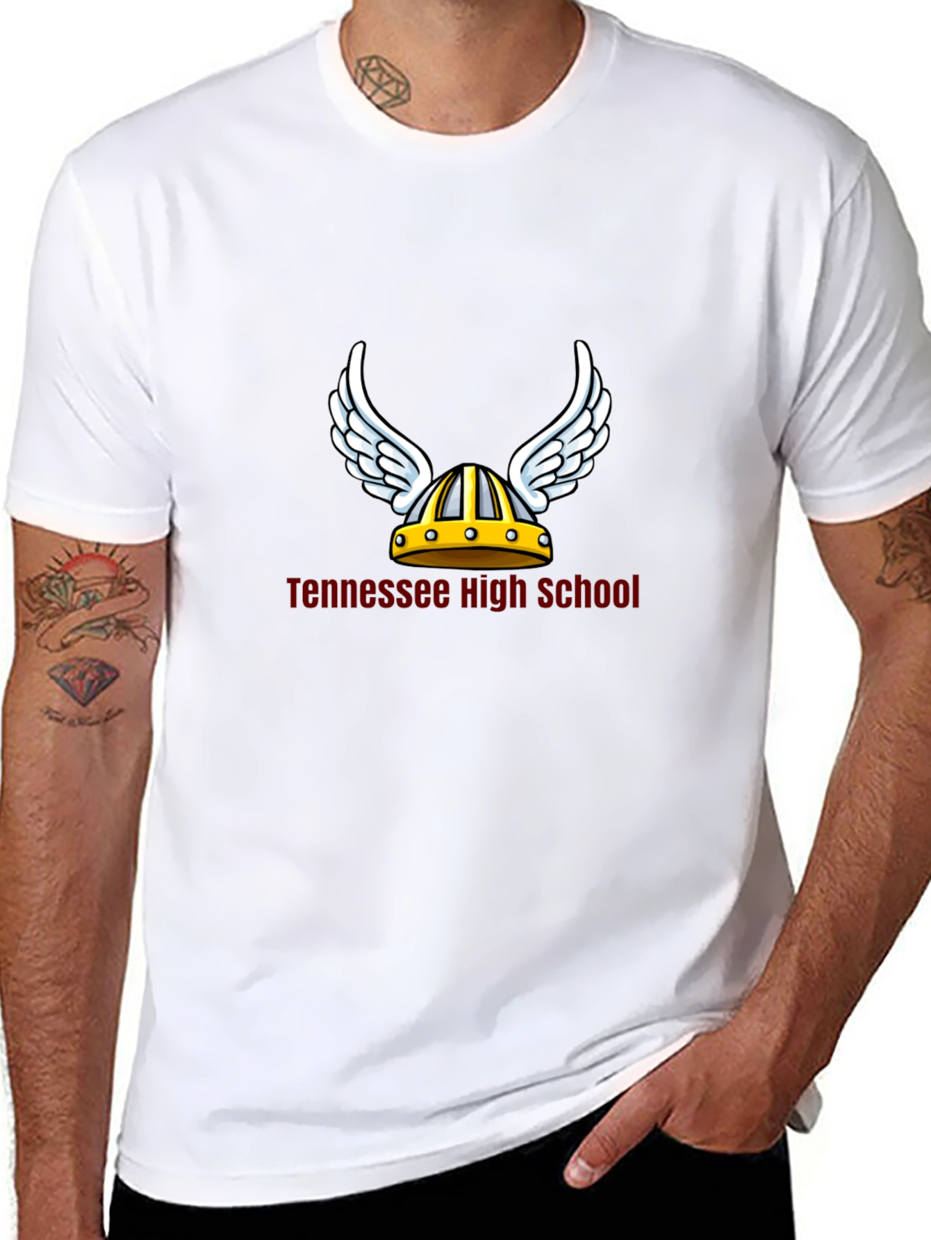 Tennessee High School Viking Helmet Black T-Shirt