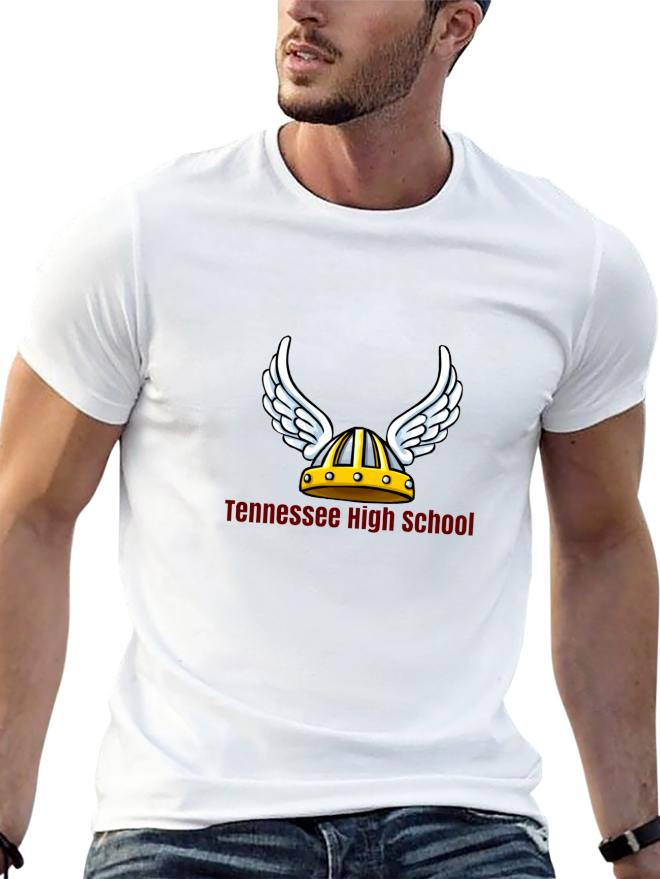 Tennessee High School Viking Helmet Black T-Shirt
