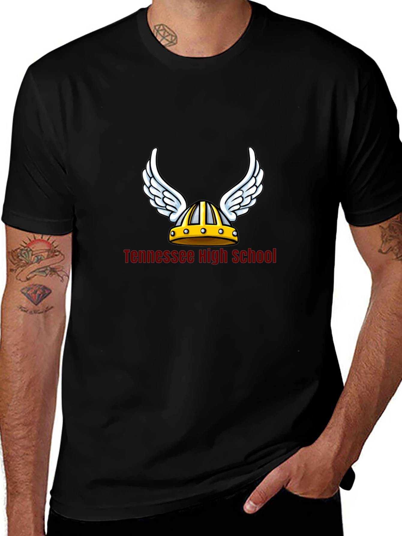 Tennessee High School Viking Helmet Black T-Shirt