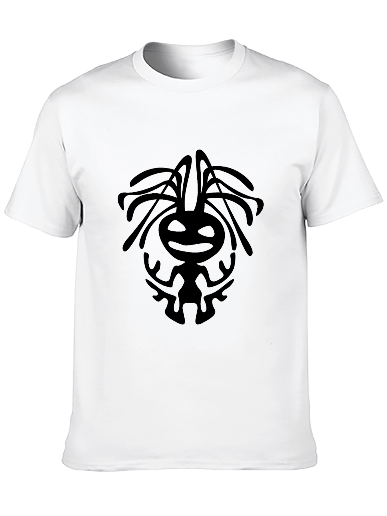Black T-Shirt with Tribal Character Graphic