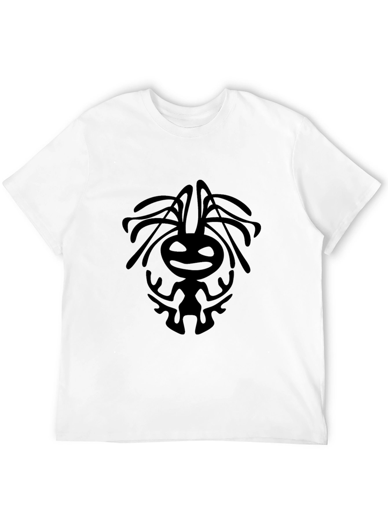 Black T-Shirt with Tribal Character Graphic