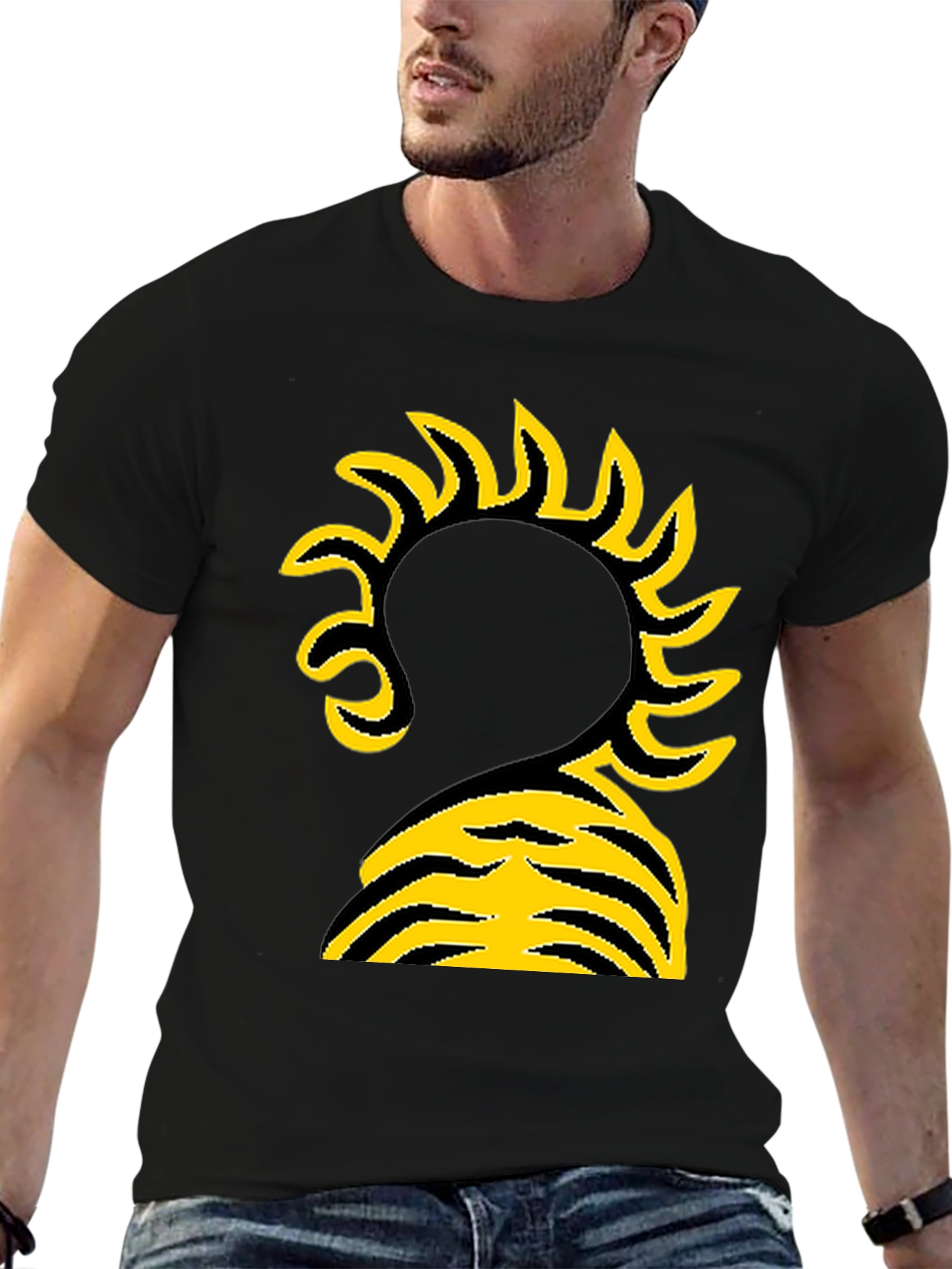 Abstract Sun Graphic Black T-Shirt