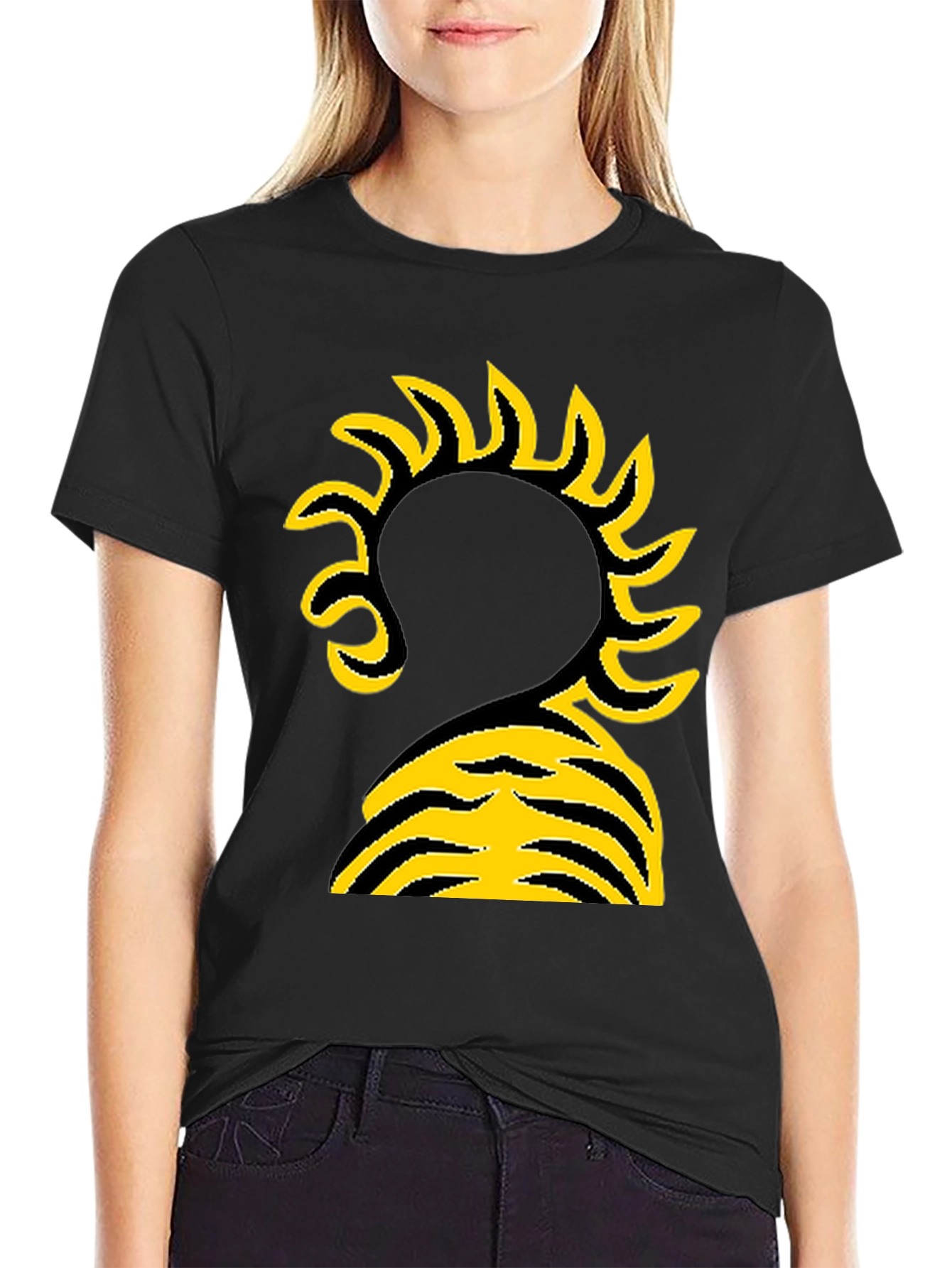 Abstract Sun Graphic Black T-Shirt