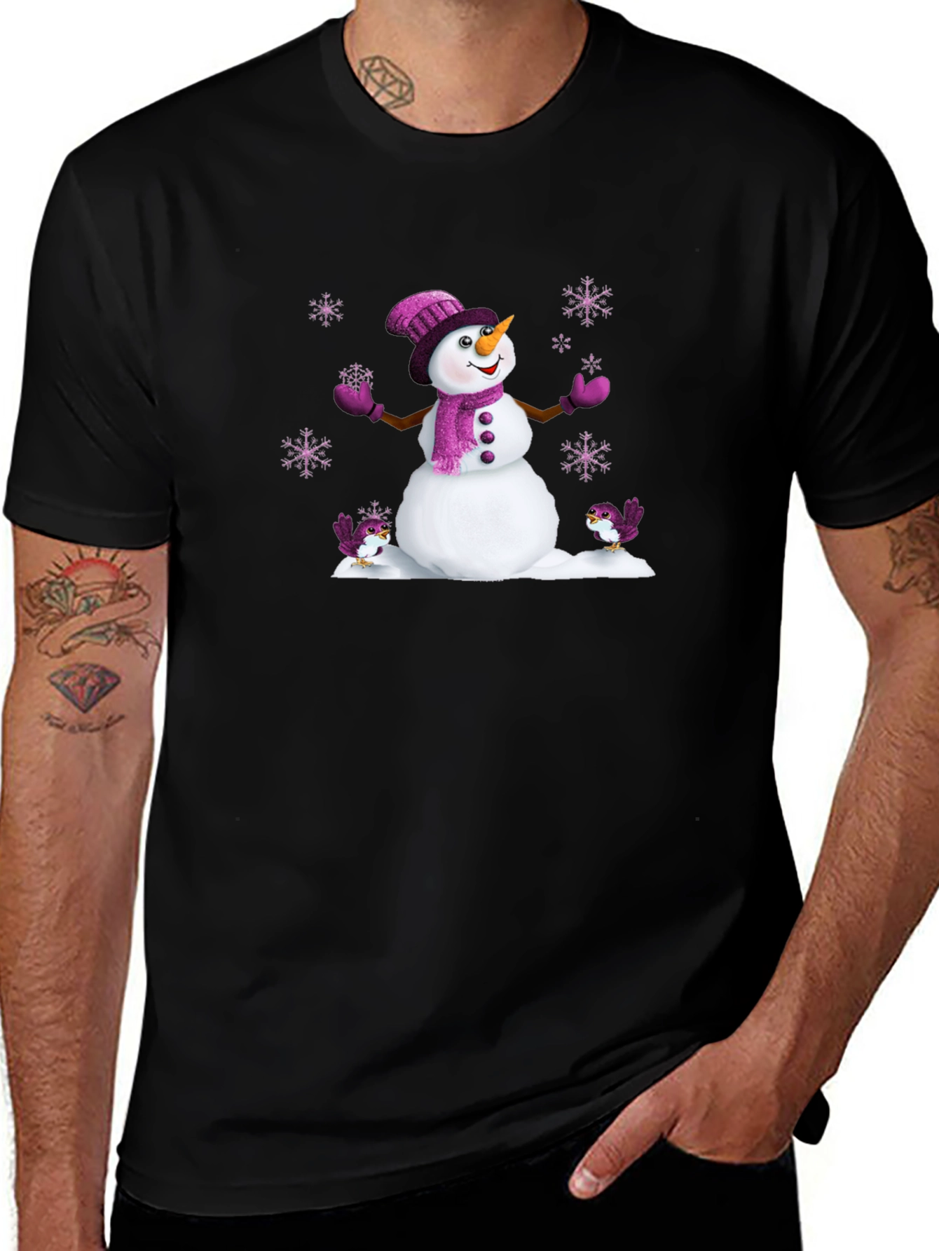 Festive Snowman Graphic Tee - Holiday Cheer