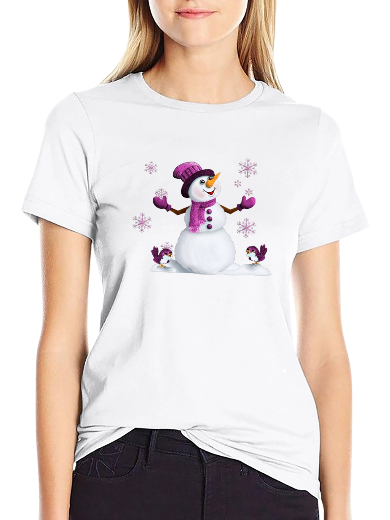 Festive Snowman Graphic Tee - Holiday Cheer