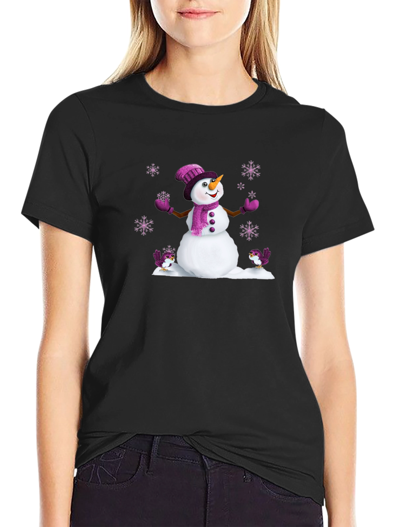 Festive Snowman Graphic Tee - Holiday Cheer