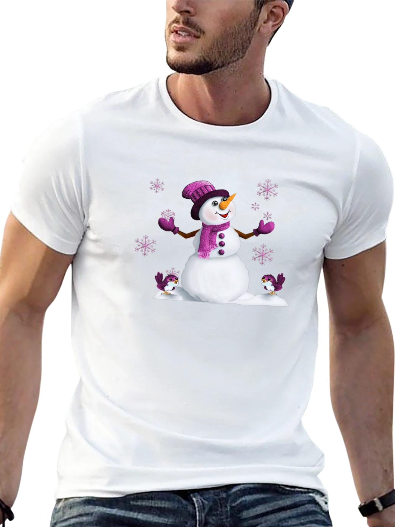 Festive Snowman Graphic Tee - Holiday Cheer