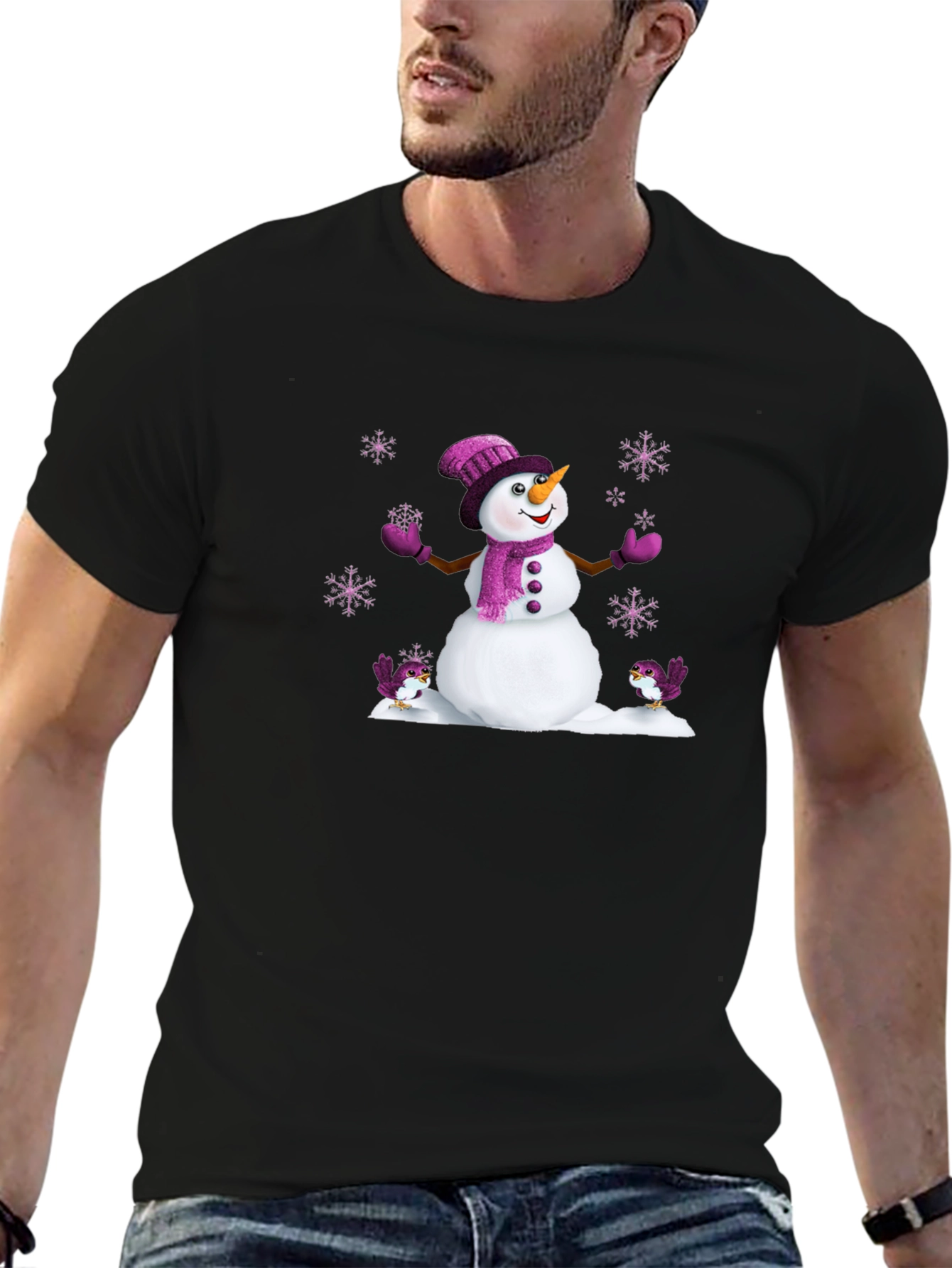 Festive Snowman Graphic Tee - Holiday Cheer