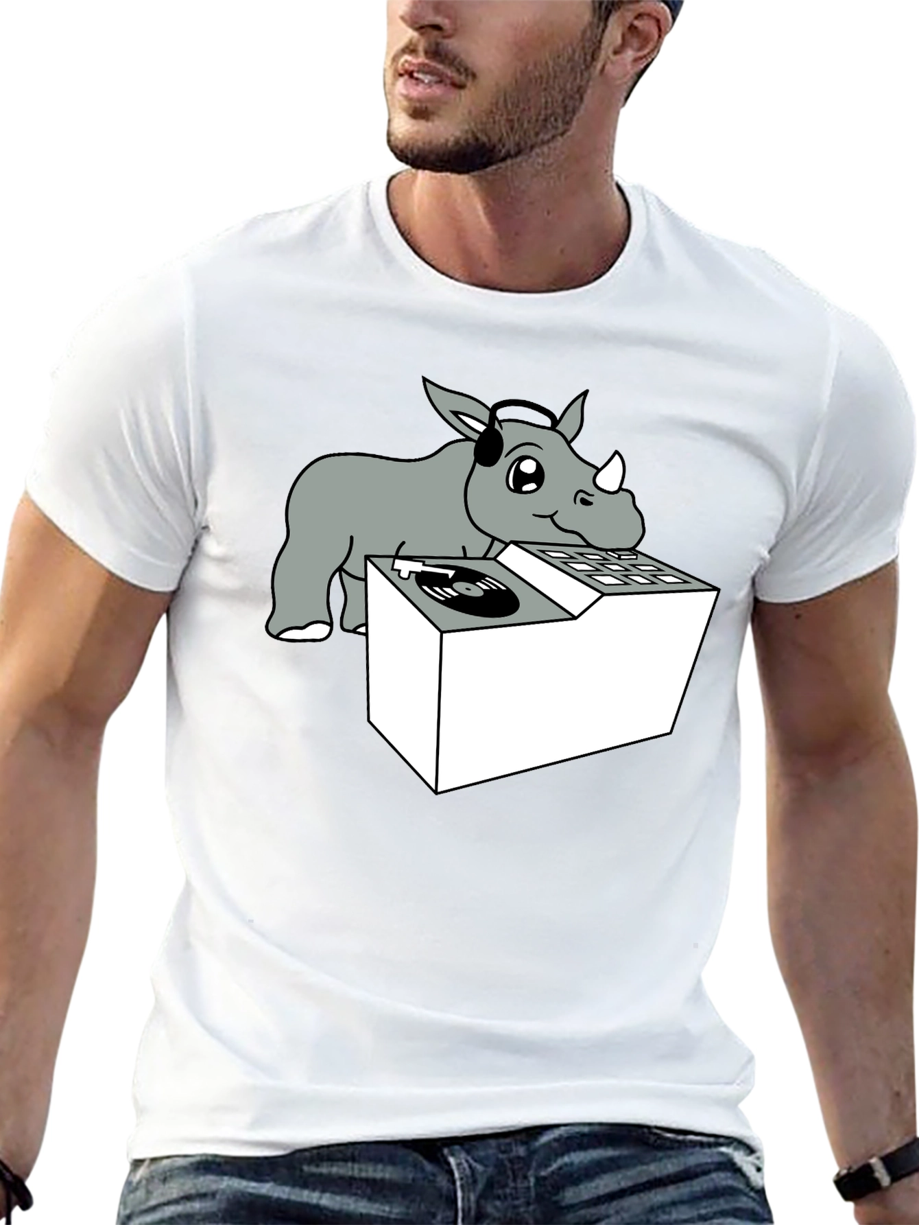 DJ Rhino Graphic Tee - Music Lover Shirt