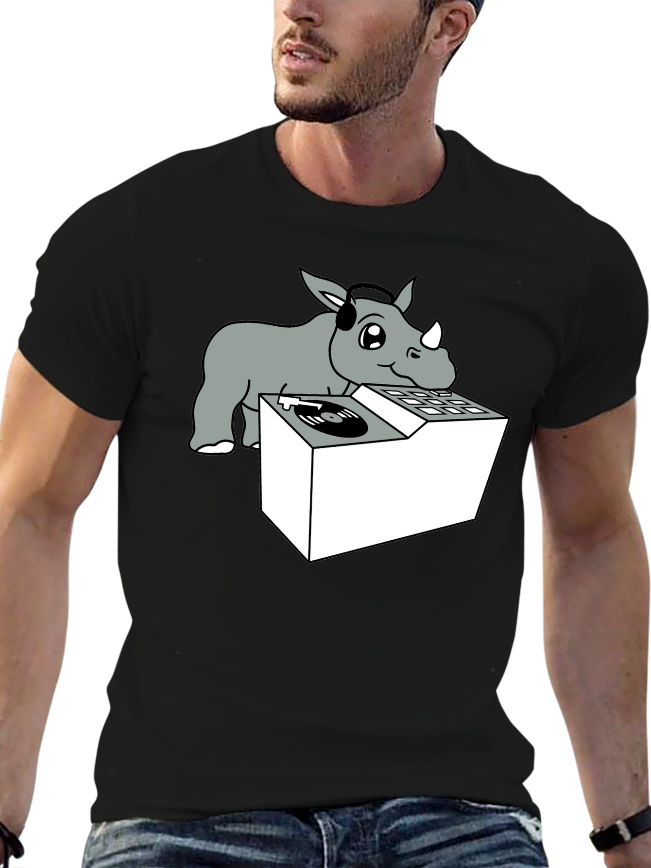 DJ Rhino Graphic Tee - Music Lover Shirt