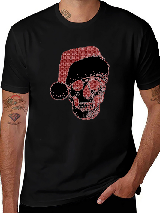 Skull Santa Hat Black T-Shirt