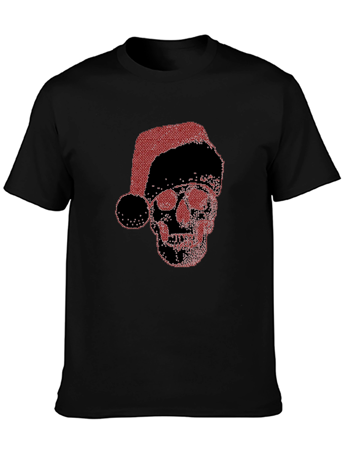 Skull Santa Hat Black T-Shirt