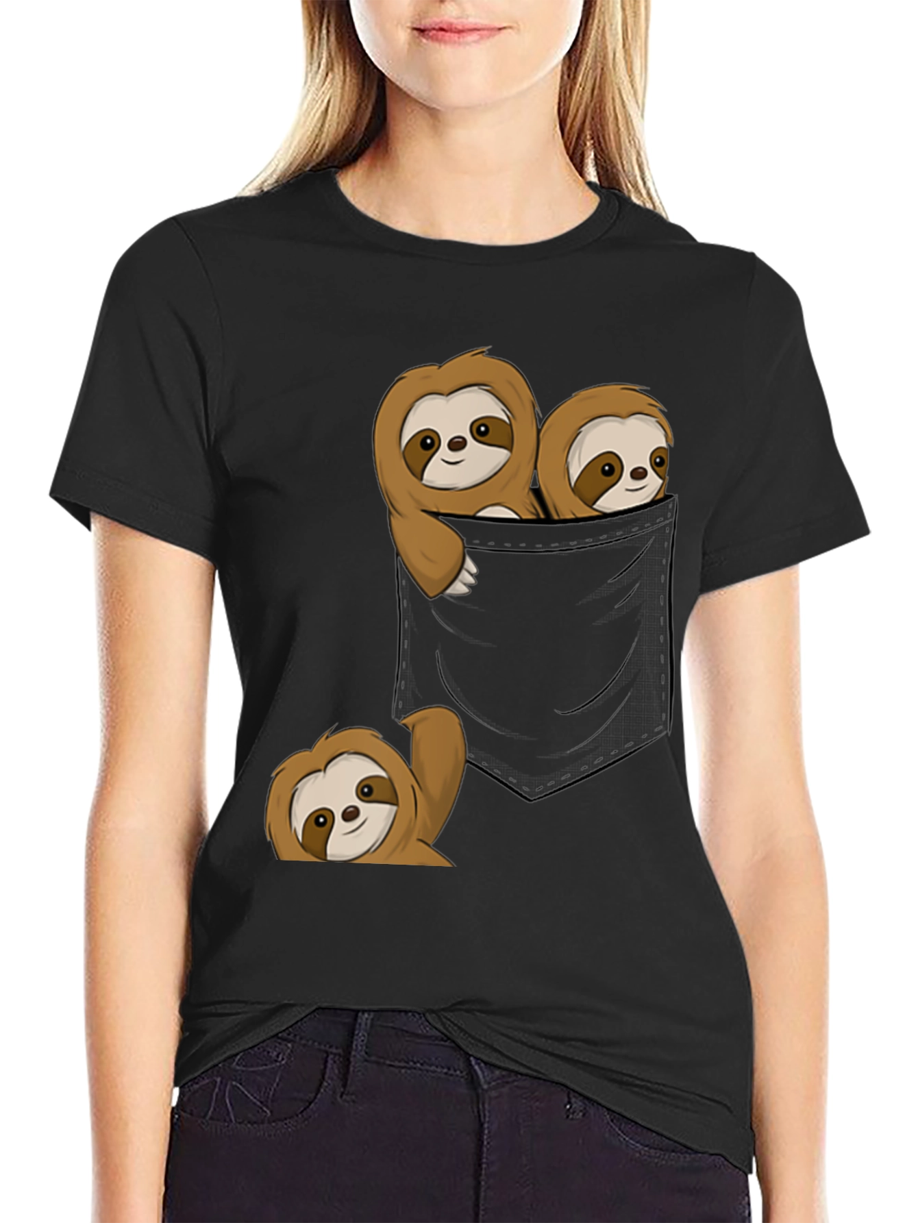 Sloth Pocket T-Shirt - Cute Animal Graphic Tee