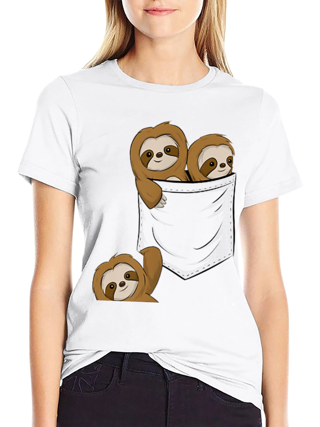 Sloth Pocket T-Shirt - Cute Animal Graphic Tee