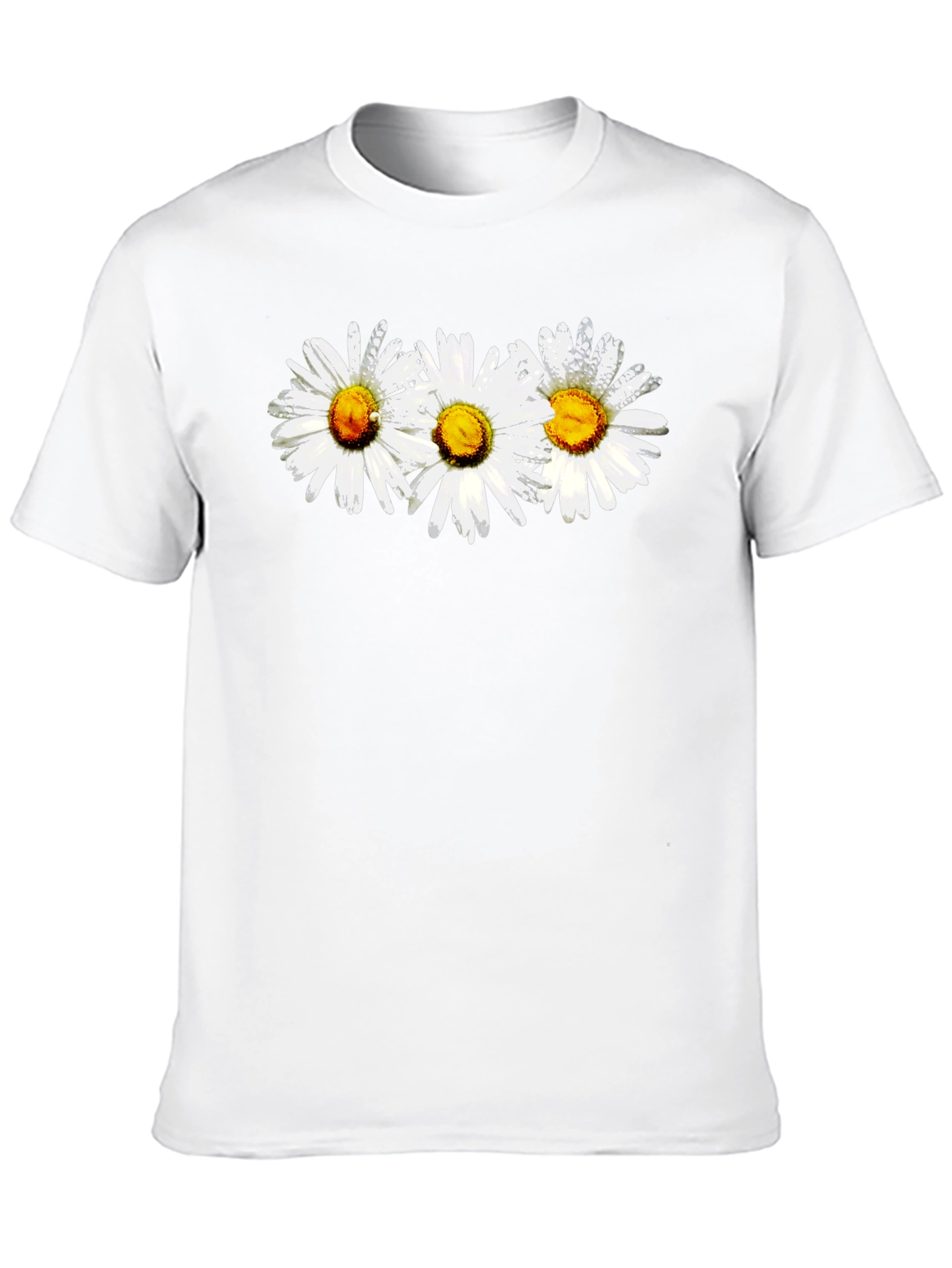Daisy Flower Graphic Print Black Crew Neck T-Shirt