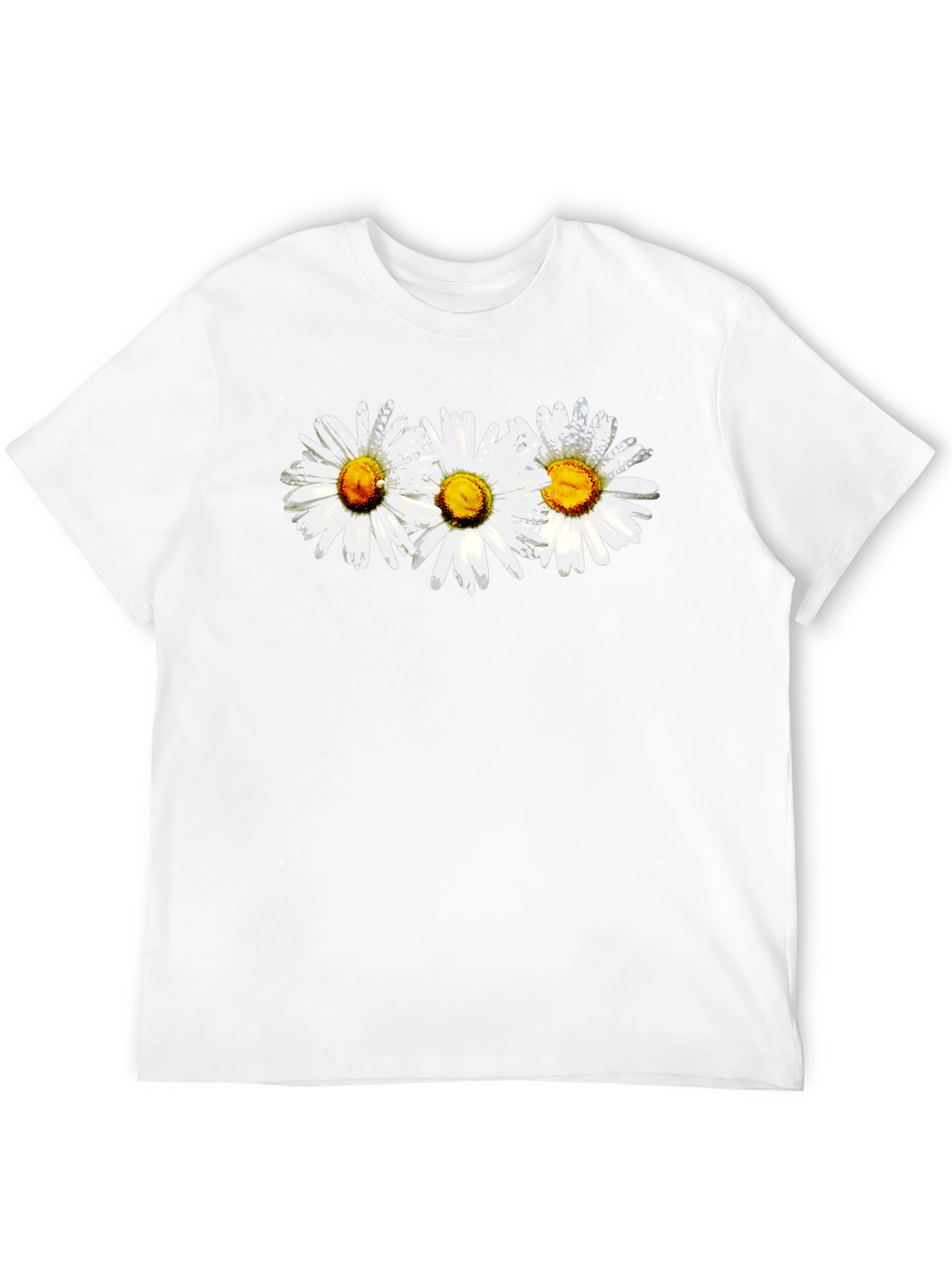 Daisy Flower Graphic Print Black Crew Neck T-Shirt