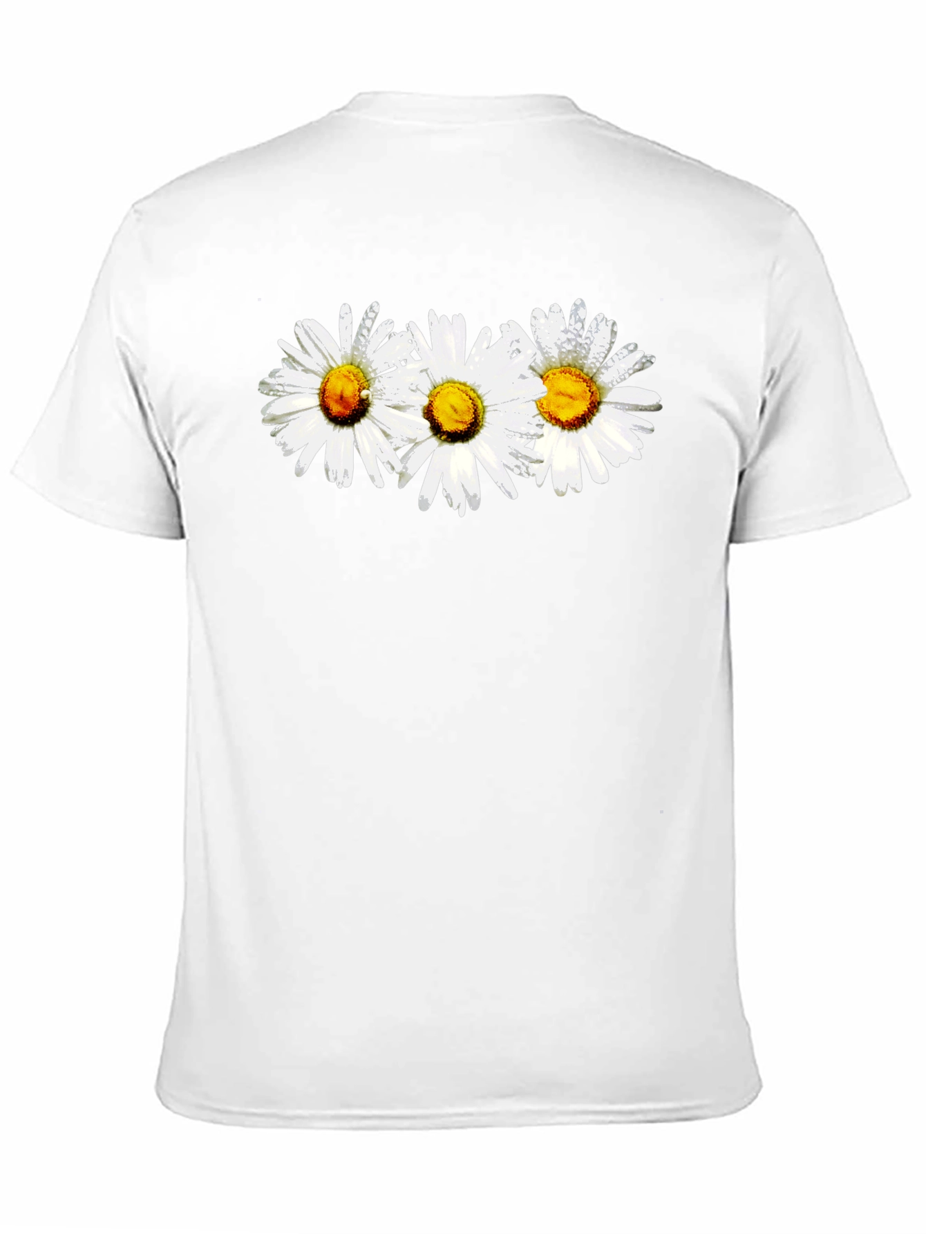 Daisy Flower Graphic Print Black Crew Neck T-Shirt