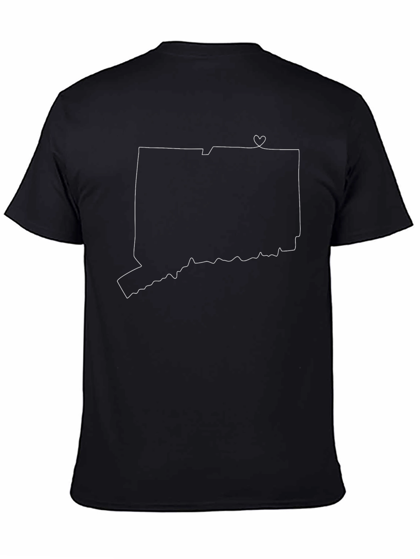 Connecticut Outline Heart Graphic Tee - Black Cotton