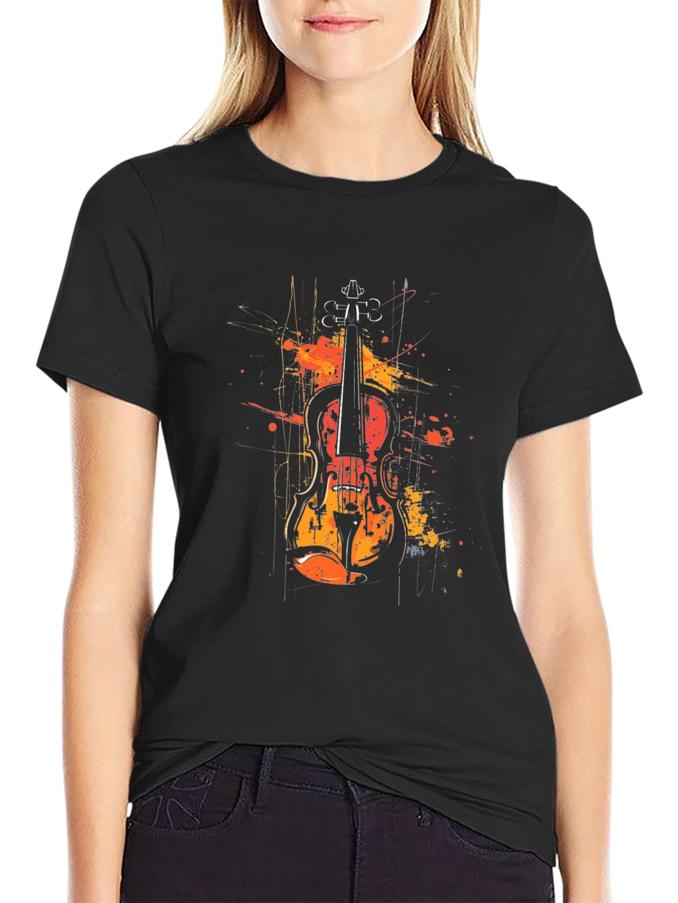 Violin Art Graphic Tee - Music Lover T-Shirt
