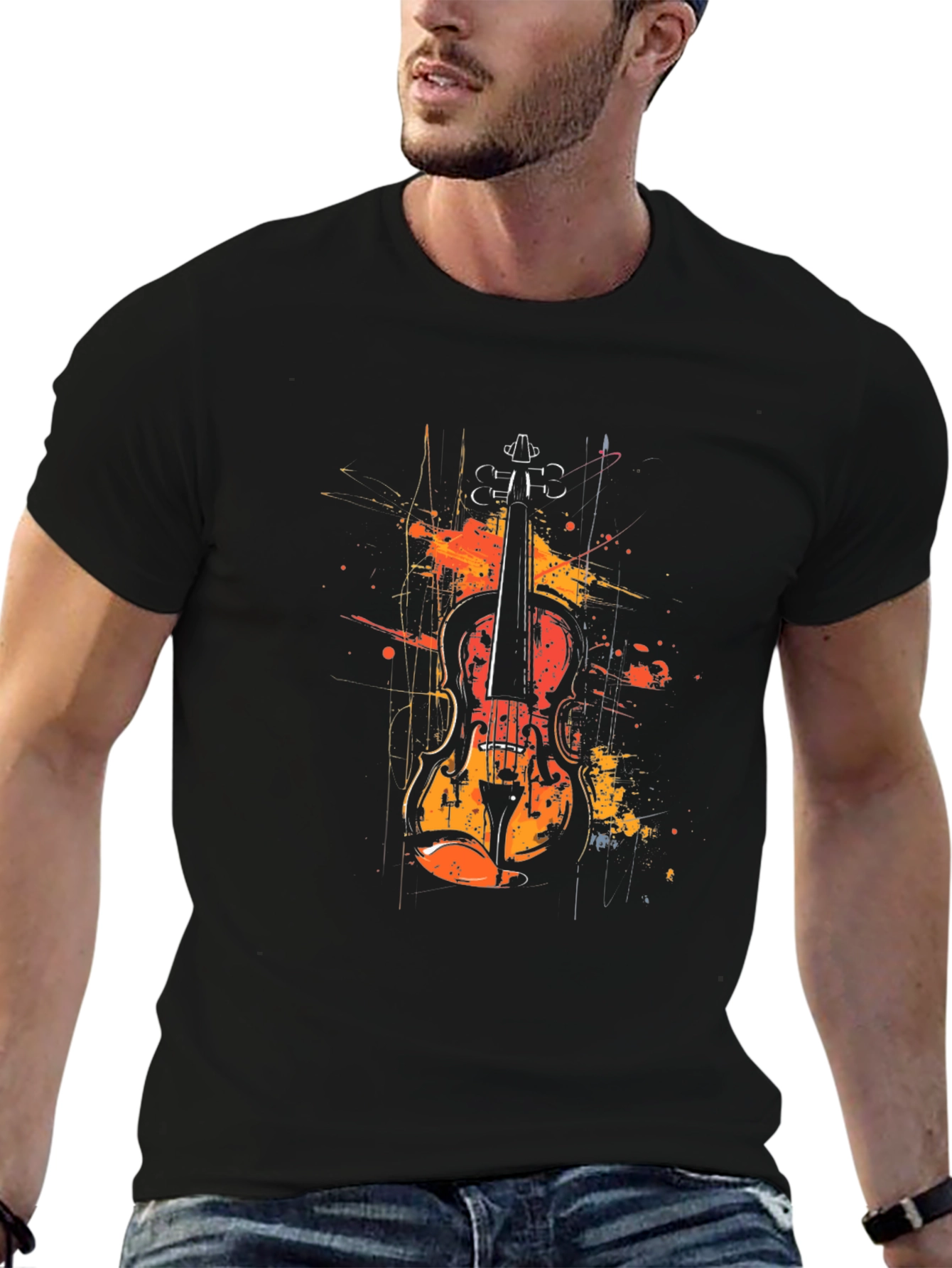 Violin Art Graphic Tee - Music Lover T-Shirt